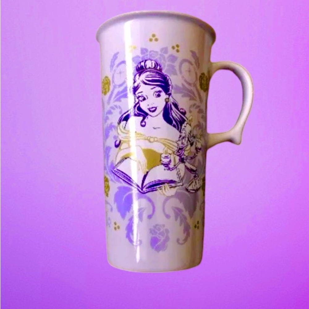 BEAUTY AND THE BEAST Mug Coffee Tall Latte 16 oz Purple Disney Store Exclusive